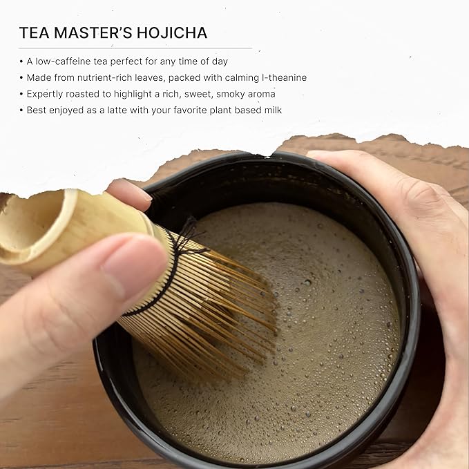 FKRO Organic Hojicha Powder (100g/3.5oz) Japanese Roasted Green Tea Latte Drink | Premium First Harvest Houjicha Green Tea Powder | Sugar-free Low Caffeine | Flown in Fresh from Japan Every Month