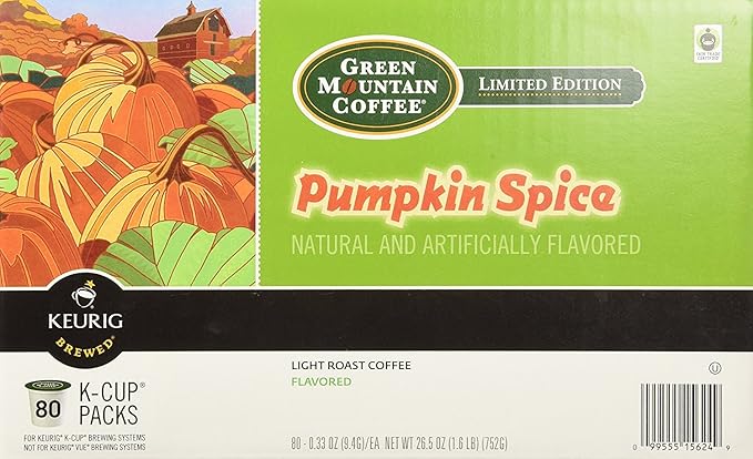 Green Mountain Coffee Fair Trade Pumpkin Spice K-Cups 80 Count Value Box