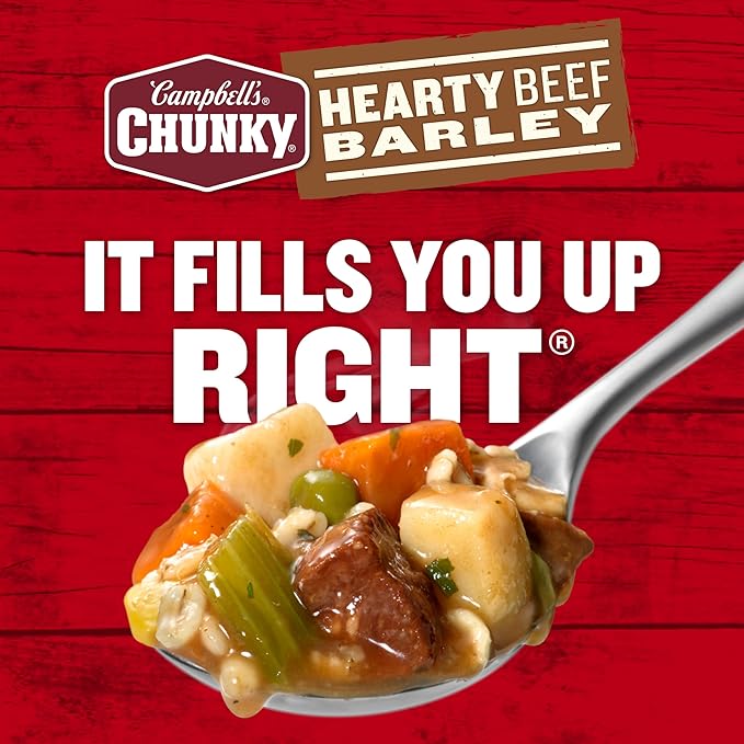 Campbell’s Chunky Soup Hearty Beef and Barley Soup 18.8 Oz Can (Pack of 24)