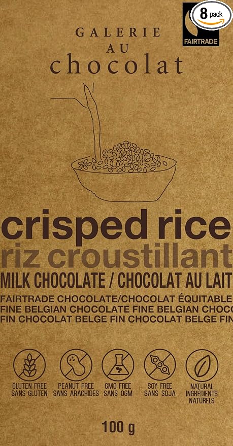 Jelina's Milk Chocolate Bar Crisped Rice 3.35 Ounce (Pack of 8)