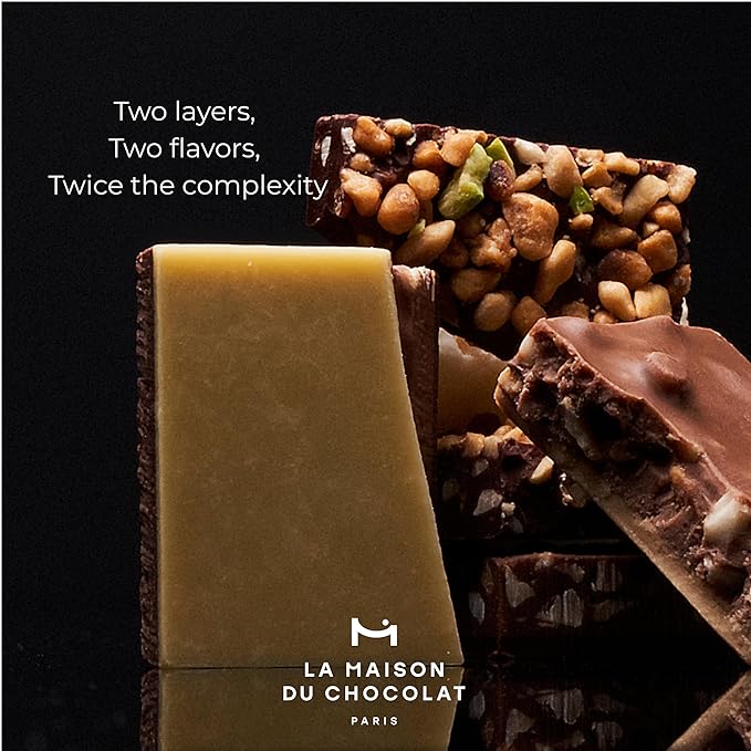 LA MAISON DU CHOCOLAT Gourmet Squares Gift Box Premium Dark White and Milk Chocolate Bars Gift Box - Gourmet French Chocolate Squares (16 Pieces)