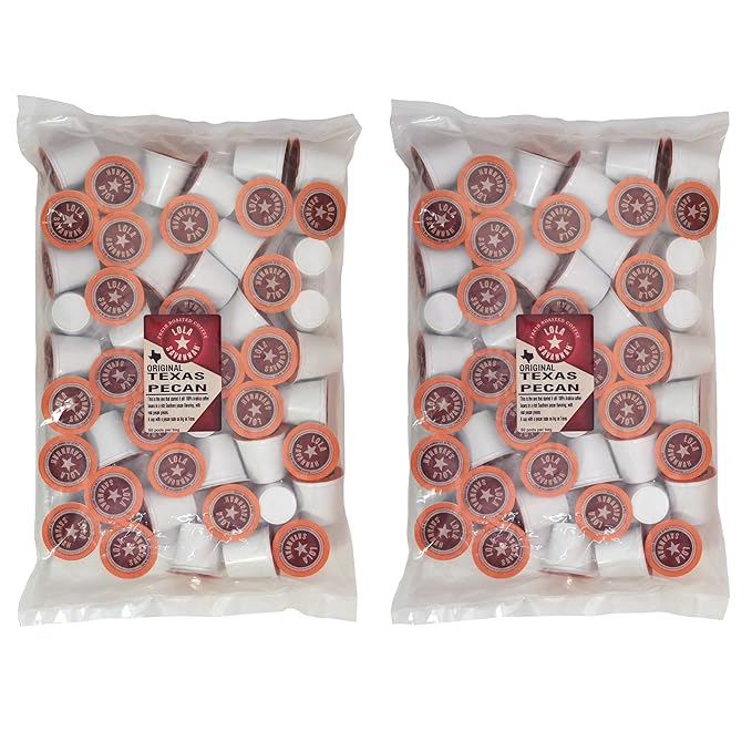 Lola Savannah Texas Pecan Caffeinated Coffee Pods Flavored Coffee in Pod Shaped Containers 100 Count