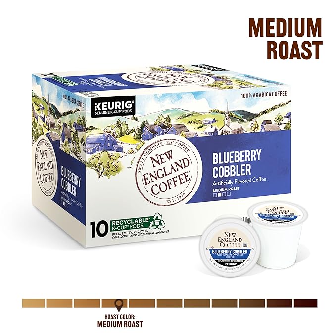 New England Coffee Blueberry Cobbler Medium Roast Single Serve Pods 10ct Box (Pack of 2)