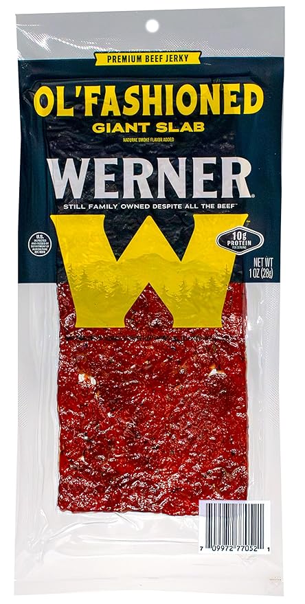 Werner Ol’ Fashioned Beef Jerky Slab Pack of 15-1 Ounce Individually Wrapped Meat Snacks