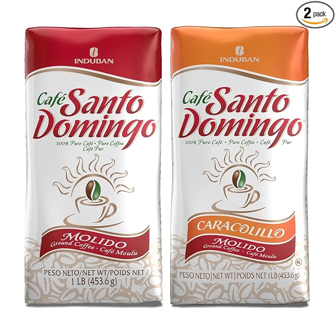 Café Santo Domingo + Café Santo Domingo Caracolillo (Peaberry) | Ground Coffee - 16 oz Bags Bundle - Products from the Dominican Republic