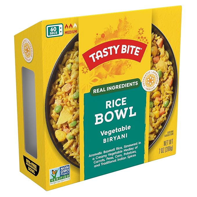Tasty Bite Vegetable Biryani Rice Bowl Ready to Eat Microwaveable Gluten Free 7 Ounce (Pack of 6)