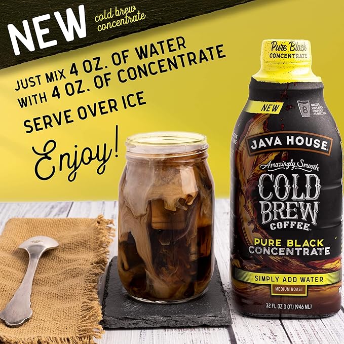 Java House Cold Brew Coffee Colombian Liquid Concentrate Bottle 32 Fl Oz