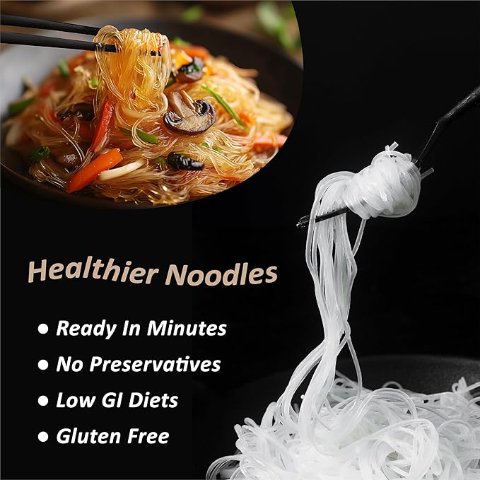 SUN RIGHT Premium Mung Bean Vermicelli (Glass Noodles) Bean Thread Noodles Rice &amp Pasta Alternative Gluten-Free Vegan Perfect for Stir Fry Hot Pot &amp Asian Dishes | 2 Packs (33.8oz Total)
