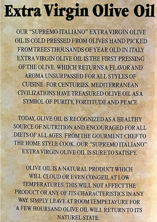 Supremo Italiano Extra Virgin Olive Oil 3L Packed in Italy