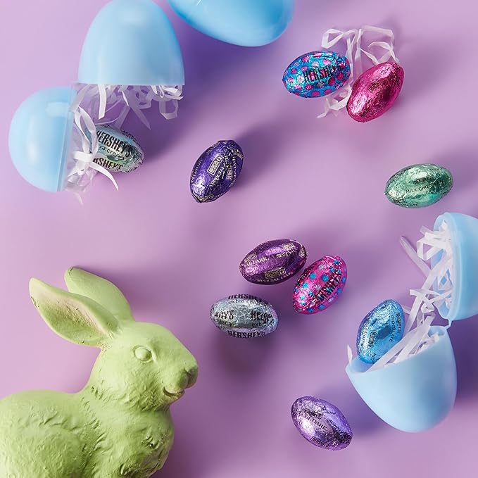CandyKrave Hersheyes Easter Assorted Eggs Chocolate Candy - 2lb Individually wrapped Sweet &amp Creamy chocolate Eggs Candy - Bulk easter chocolate candy for Snacking Pinata Parties Gifting &amp M