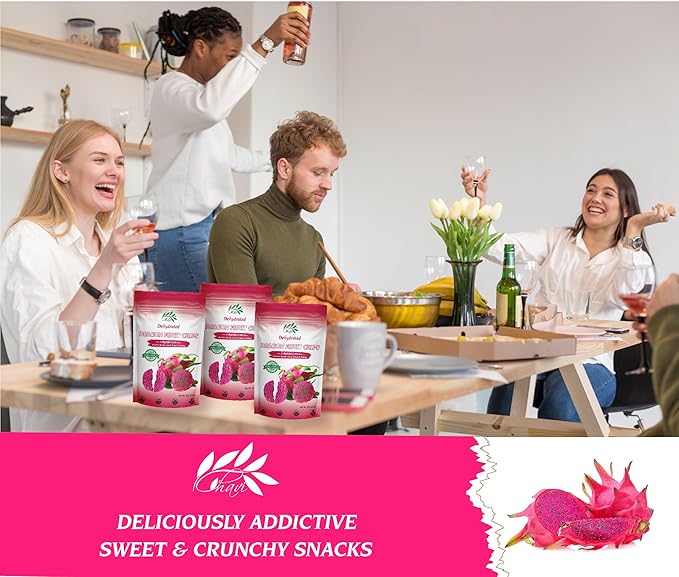 CHAVI Dragon Fruit Chips - Pack of 6 x 2 Oz - Healthy 1 Ingredient Superfood Snack - No Added Sugars or Preservatives - Non-GMO Vegan Gluten-Free (Pack of 6)
