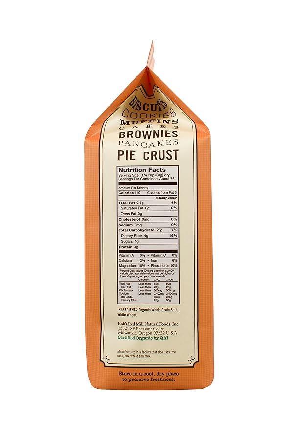 Bob's Red Mill Organic Pastry Flour Whole Wheat 5 lb