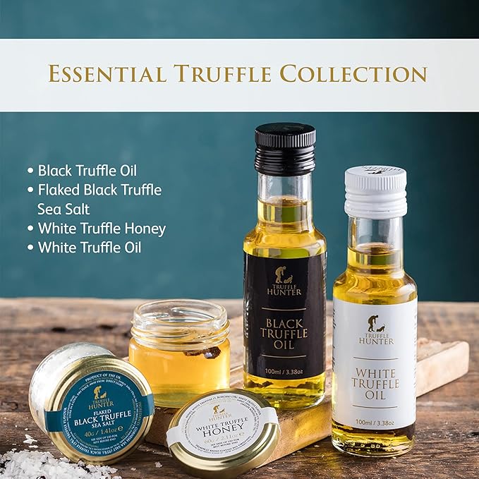 TruffleHunter - TruffleHunter Preserved Truffle Selection Gift Set - Black &amp White Truffle Oil Sea Salt Truffle Honey