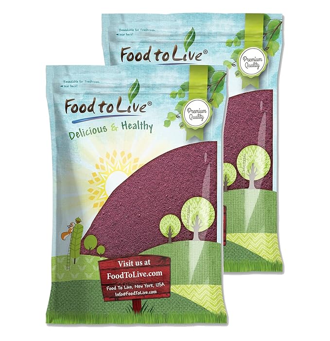 Food to Live Black Elderberry Juice Powder16 Pounds-Raw Dried Berries Unsulfured Vegan Bulk For Baking Juices Smoothies Yogurts Instant Breakfast Drinks No Sulphites Contains Maltodextrin