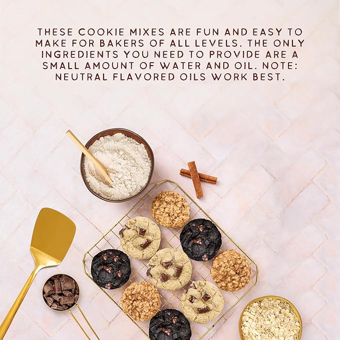 Autumn Sons Baking Co. Gluten Free Cookie Mix Variety Pack. Chocolate Chunk Double Chocolate Chunk &amp Oatmeal Cinnamon. Vegan Plant Based Baking Mix. Top 9 Allergen Free. 9.3 oz (Pack of 3)