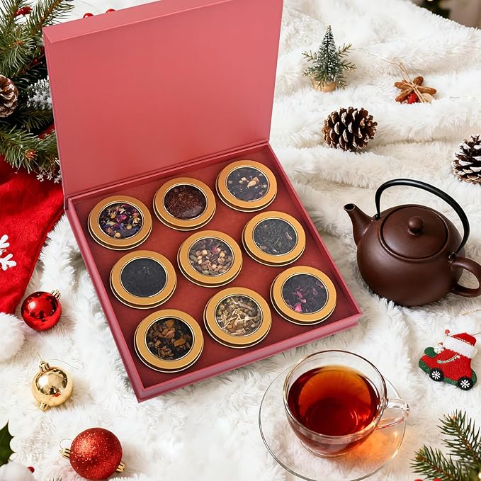 BeleePlanner Tea Gift Set 100% Pure &amp Natural 9 Blended Herbal Tea Travel Edition Gift Box for Women &amp Men Caffeine Free Non GMO Additives Free