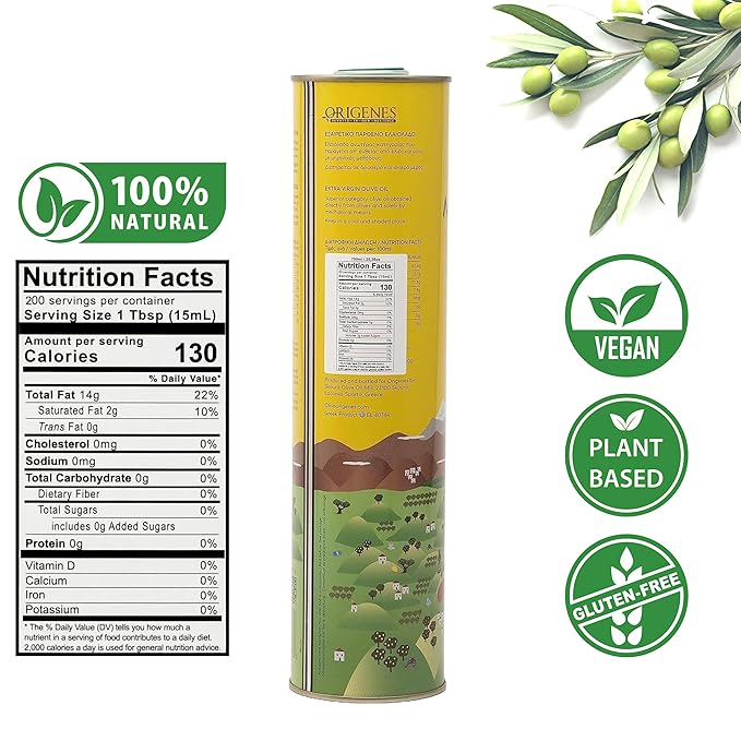 Extra Virgin Olive Oil Tin Great Taste Cold Pressed Fruity Flavor Polyphenol Rich Olive Oil from the Land of Sparta 750ml Tin