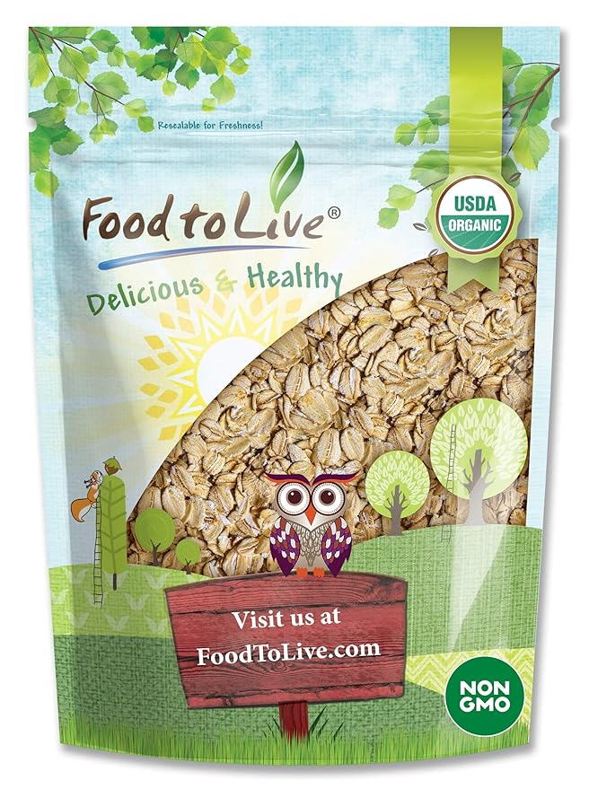 Food to Live Organic Spelt Flakes 4 Pounds - Rolled Spelt Made from Whole Grain Non-GMO Berries Uncooked Raw Whole Foods Vegan Kosher Bulk Great for Breakfast Cereal and Granola.