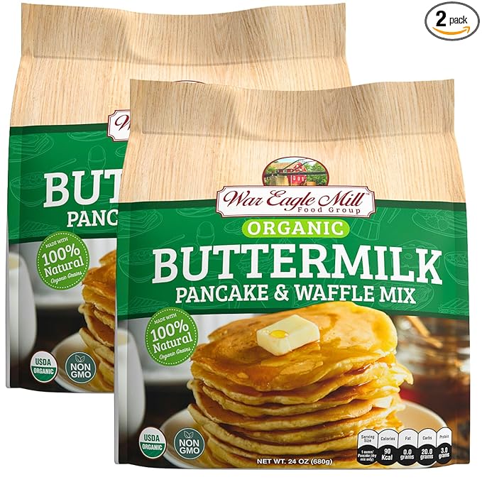 War Eagle Mill Organic Buttermilk Pancake &amp Waffle Mix 24 oz Bag (2 Pack)