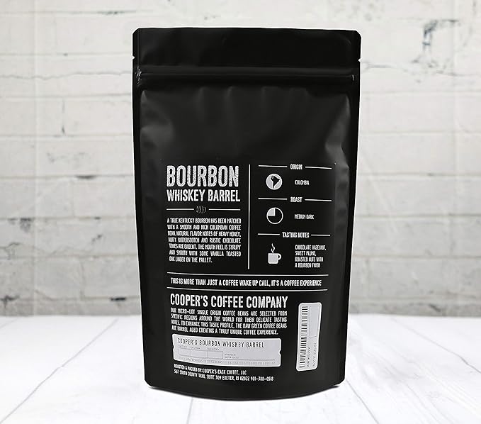 Cooper's Cask Coffee - Single-Malt Whiskey Rum &amp Bourbon Barrel Aged Coffee Whole Bean Dark Roast 12oz (36oz Total 3 Bags)