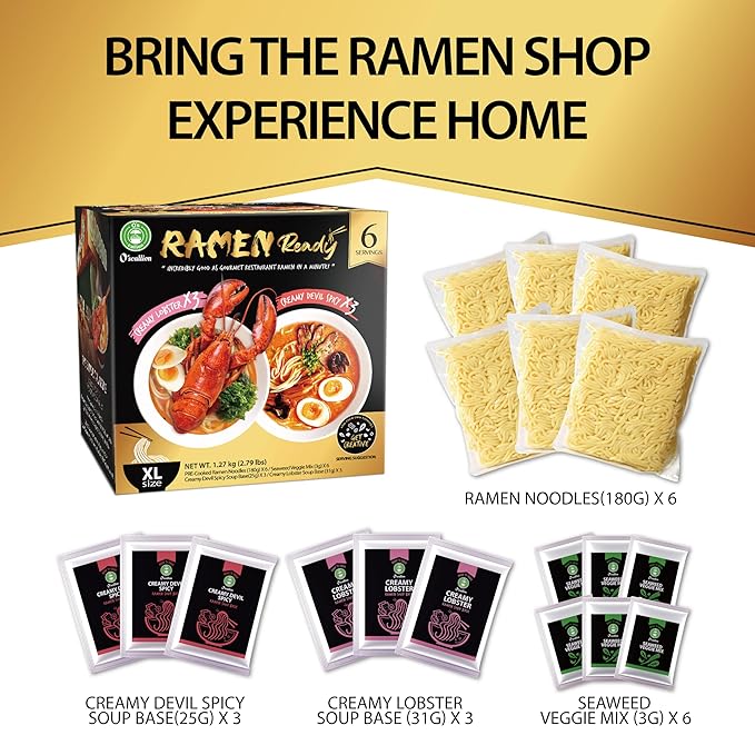 O'scallion Pack of 6 Ramen Noodles (Variety (2 flavor))