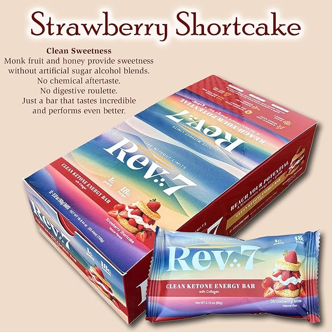 REV7 Ketone Energy Bars Pack of 12 - Strawberry Shortcake