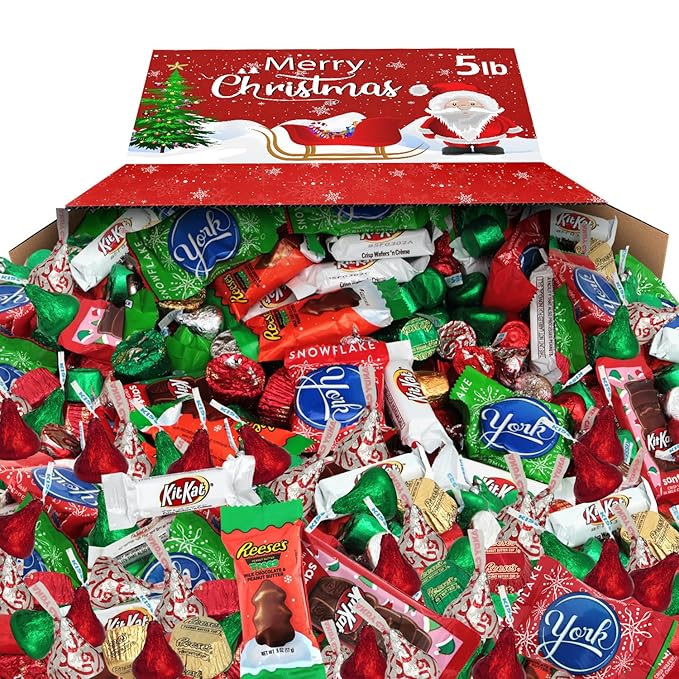 Christmas Chocolate Mix 5lb Pack of Christmas Candy Individually Wrapped Perfect Chocolate Candy for Stocking Stuffers and Special Holiday Moments