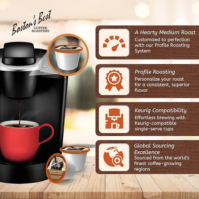 Boston’s Best - Colombian Blend Delectable Gourmet Bold Medium Roast Coffee Compatible with Keurig Coffee Maker 1 Count (144 Single Serve Cups)