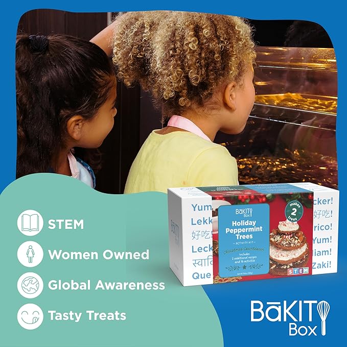 BāKIT Box Holiday Peppermint Trees Kit for Kids | DIY Christmas Cookie Decorating Kit | Fun Gingerbread House Alternative Great Gift for Boys and Girls
