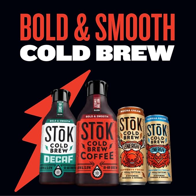 SToK Cold Brew Energy Mocha Cream Energy Coffee Beverage with 195mg Caffeine to Help Support Focus Canned Coffee with B-Vitamins Guarana and Ginseng 11 fl oz 12pk