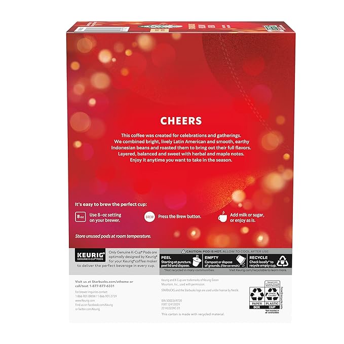 Starbucks K-Cup Coffee Pods Medium Roast Starbucks Holiday Blend Coffee for Keurig Brewers 100% Arabica 1 Box (22 Pods)