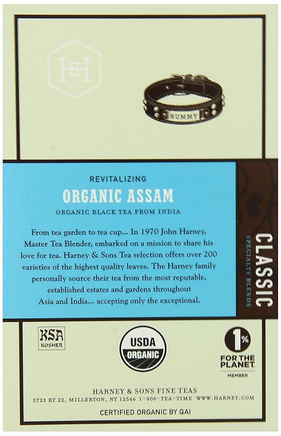 Harney &amp Sons Black Tea Organic Assam 1.7 oz 20 Sachets (Pack of 6)