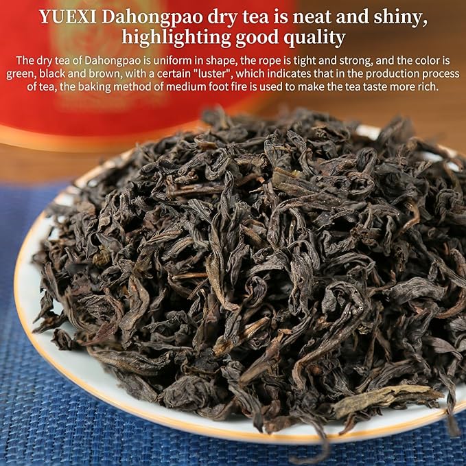 Yuexi Da Hong Pao Oolong Tea Loose Leaf Dahongpao Big Red Robe Chinese Tea Dahongpao Oolong Tea Fujian Wuyi Mountain Core Area Strong Flavors Aftertaste Sweet 大红袍 乌龙茶 武夷山 茶叶 120g/4.23oz