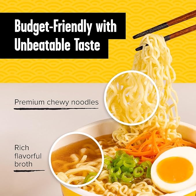CHOI Ramen Noodle Soup Chicken Flavored - Microwavable Bowl 3.8 oz. (110g) 6-Pack