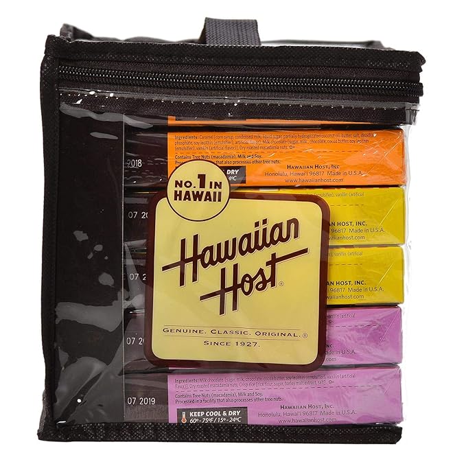Hawaiian Host Chocolate Macadamia Assortment 6 Pack : 2 Maui Caramacs 2 Island Macs 2 MacNut Crunch