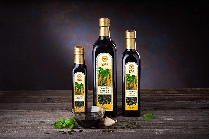 Original Styrian Pumpkin Seed Oil GEA 8.4oz (250ml) 100% Natural Unrefined Vegan Gluten-Free Kosher Non-GMO in Glass Bottle