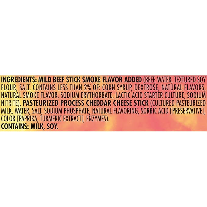 Slim Jim Beef 'N Cheese Smoked Meat Sticks Mild Flavor 8g Protein Per Serving Easter Basket Stuffer for Men 1.5 oz. (18 Count)