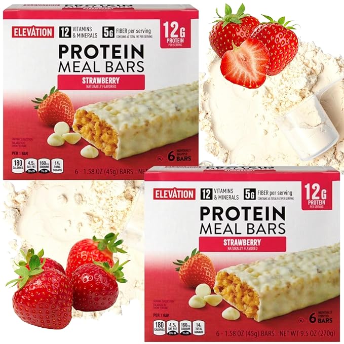 2-PACK Irresistible Delicious Strawberry Protein Meal Bars! Soft &amp Chewy Yogurt-Covered 12g Protein! Fuel Your Day with This 12-Pack of Pure Bliss!
