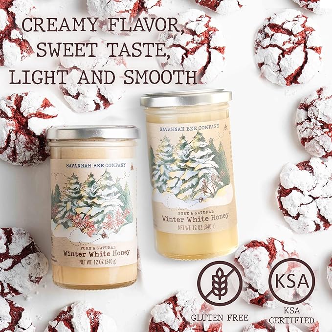 Savannah Bee Whipped Honey Gift Set - 12 oz Gourmet Honey Duo Set (12 Oz Pumpkin and Winter White)
