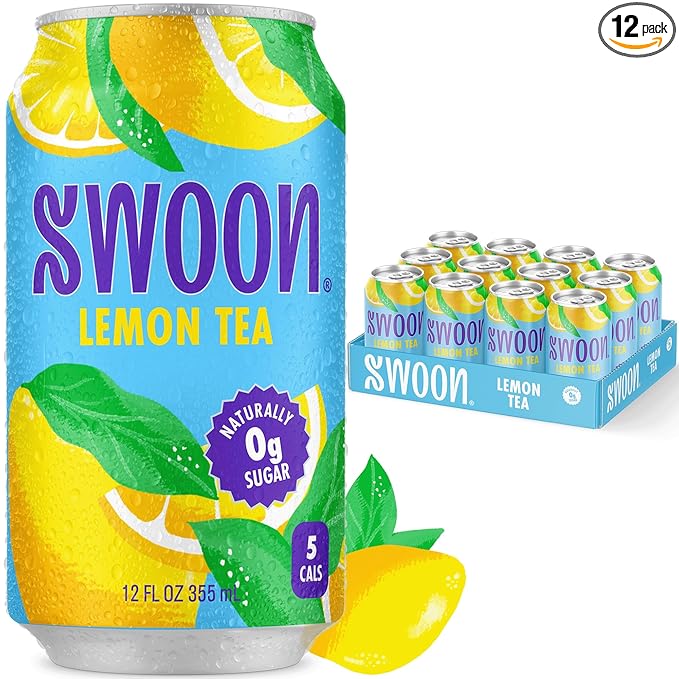 Swoon Lemon Tea - Sugar Free Low Carb Paleo-Friendly Gluten Free - Flavored Keto Drinks Made with Organic Black Tea and Sweetened by Monk Fruit and Stevia (Pack of 12)