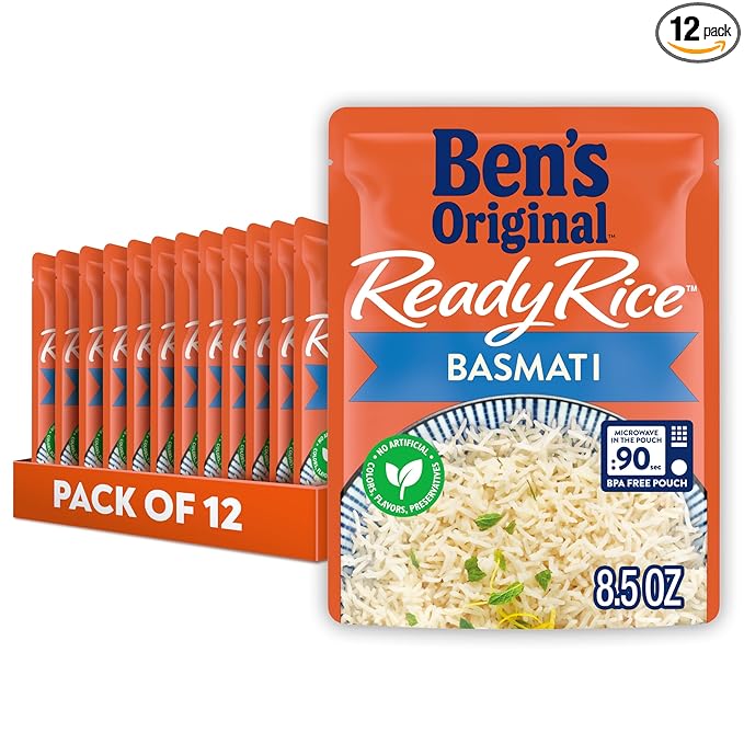 BEN'S ORIGINAL Ready Rice Basmati Rice Easy Side Dish 8.5 oz Pouch (Pack of 12)