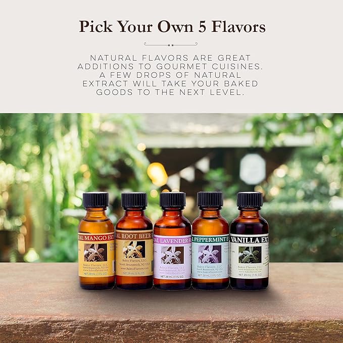 Bakto Flavors - Natural Flavors &amp Extracts - PICK YOUR OWN FLAVORS - Box of 5 (1 OZ Bottles)