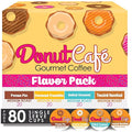 Donut Café - Gourmet Coffee Medium Roast Flavored Variety Pack – Pecan Pie Coconut Crumble Salted Caramel Toasted Hazelnut – Single Serve Coffee Pods for Keurig K Cup Brewers – 80 Count