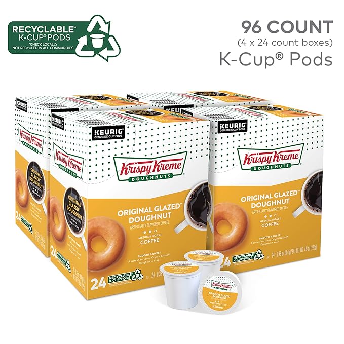 Krispy Kreme Original Glazed Doughnut Single-Serve Keurig K-Cup Pods Flavored Medium Roast Coffee 96 Count