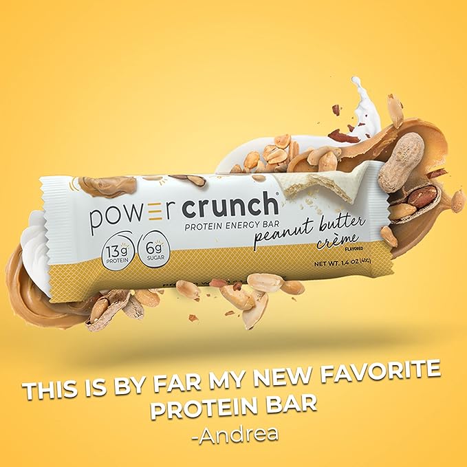 Power Crunch Protein Wafer Bars High Protein Snacks with Delicious Taste Peanut Butter Crème 1.4 Ounce (12 Count)