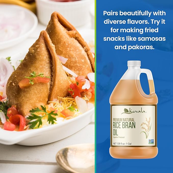 Kevala Rice Bran Oil – Smooth Oil with Delicate Scent and Flavor for Baking Great for Home and Restaurant Cooking Packed with Vitamin E and Antioxidants Bulk Size Bottle 128 fl oz 1 gal