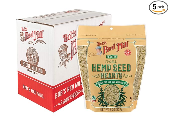 Bob's Red Mill Hemp Seeds Hulled 8oz (Pack of 5) - Non GMO Vegan Paleo Friendly Keto Friendly Kosher