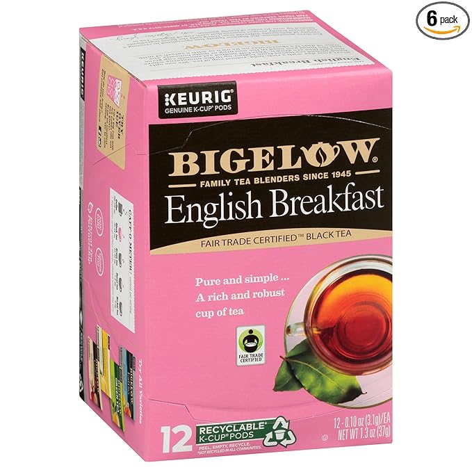Bigelow Tea English Breakfast Black Tea Keurig K-Cup Pods Caffeinated Tea Keurig Tea Pods 12 Count Box (Pack of 6) 72 Total K-Cup Pods