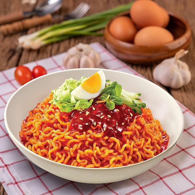 Paldo Fun &amp Yum Bibim Men Instant Cold Cup Noodles Brothless Cold Ramen with Sweet &amp Spicy Seasoning Sauce Best Oriental Style Korean Ramyun Soupless K-Food 팔도 비빔면 킹 컵 115g (4.05 oz) x 16