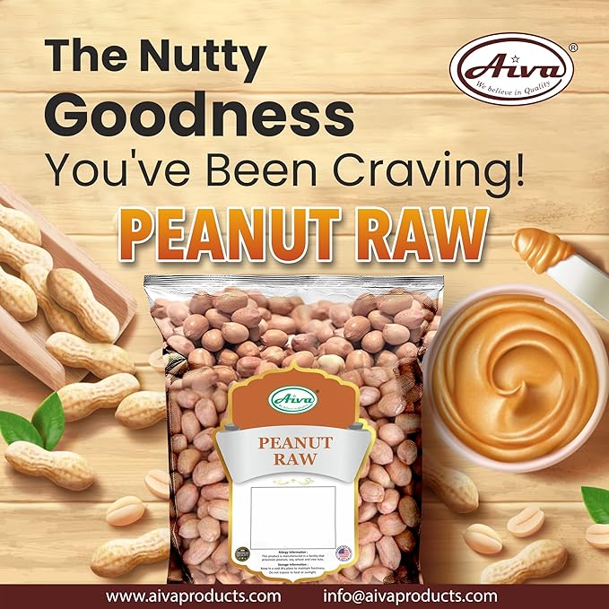 Aiva Raw Spanish Peanuts (10 LB Case) Bulk – Whole Unsalted Peanuts for Snacking Cooking and Baking | Product of USA | Spanish Premium Grade